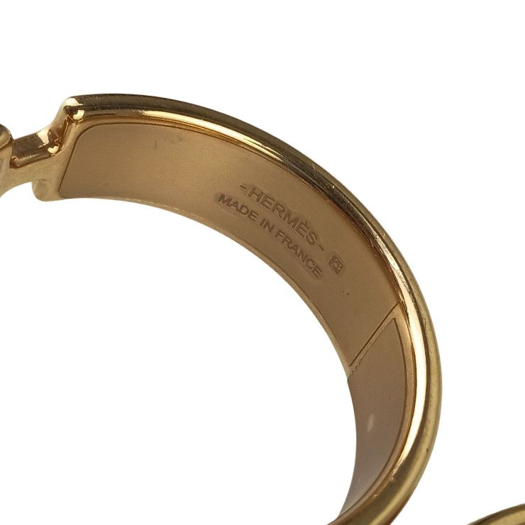 Hermes Earrings Olympe Gold Brown Metal Leather — view 5