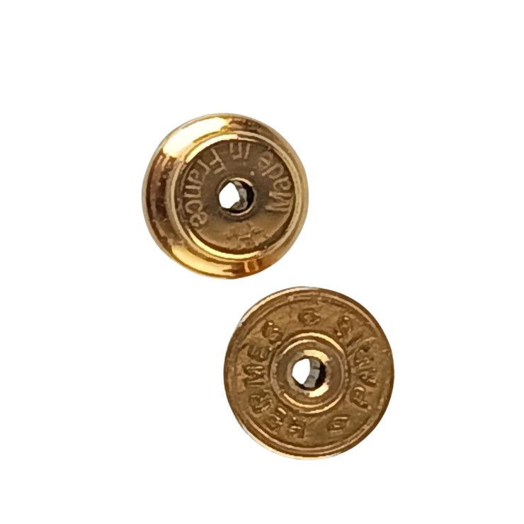 Hermes Earrings Olympe Gold Brown Metal Leather — view 7