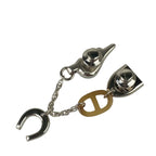 Hermes Brooch Bon Voyage Metal Buffalo Horn Silver Chaine D'ancre Chain — view 3
