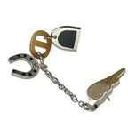 Hermes Brooch Bon Voyage Metal Buffalo Horn Silver Chaine D'ancre Chain — view 2