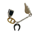 Hermes Brooch Bon Voyage Metal Buffalo Horn Silver Chaine D'ancre Chain