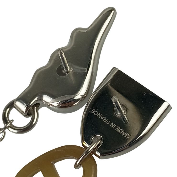 Hermes Brooch Bon Voyage Metal Buffalo Horn Silver Chaine D'ancre Chain — view 4