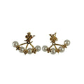 Louis Vuitton Earrings Mini Gram Pearl Gold Metal Faux
