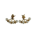 Louis Vuitton Earrings Mini Gram Pearl Gold Metal Faux