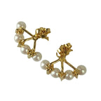 Louis Vuitton Earrings Mini Gram Pearl Gold Metal Faux — view 3