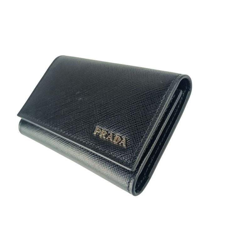 Prada Key Case Nero Saffiano Bicolo 6 Silver Key Holder — view 2