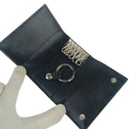 Prada Key Case Nero Saffiano Bicolo 6 Silver Key Holder — view 6