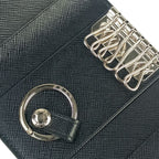 Prada Key Case Nero Saffiano Bicolo 6 Silver Key Holder — view 7