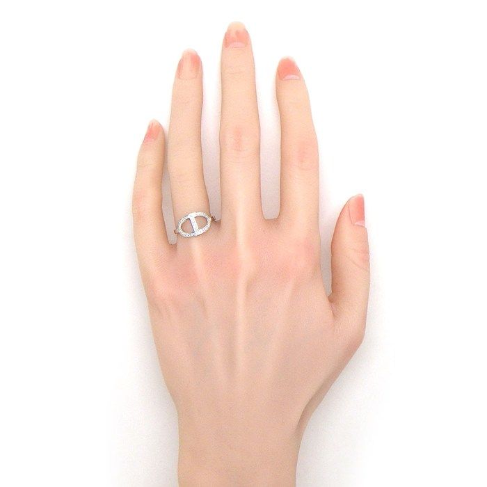 Hermes Ring Chaine D'ancre Contour Points Diamond Total 18k White Gold — view 5