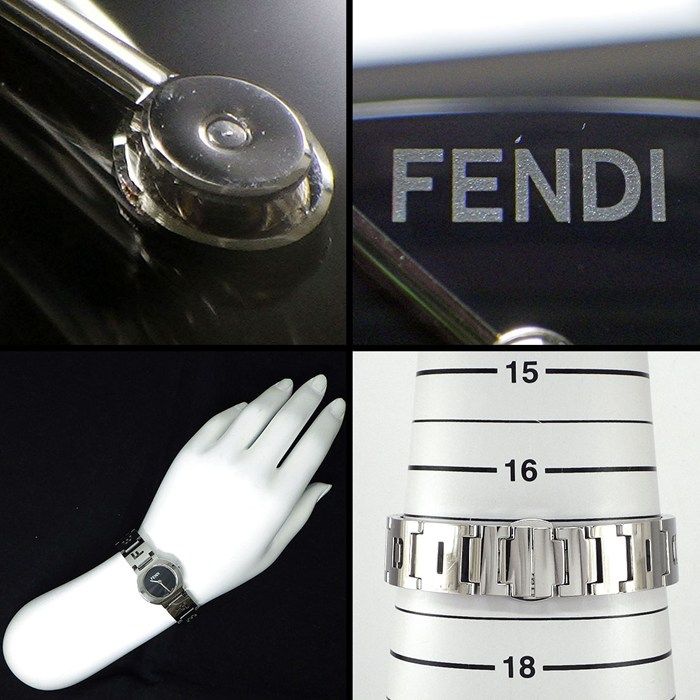 Fendi Watch Orologi Black Dial Logo Bracelet SS Quartz Analog — view 9