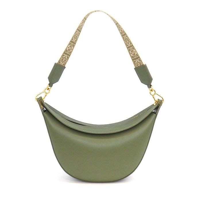 Loewe Shoulder Bag Luna Small Avocado Green Silk Calfskin Gold