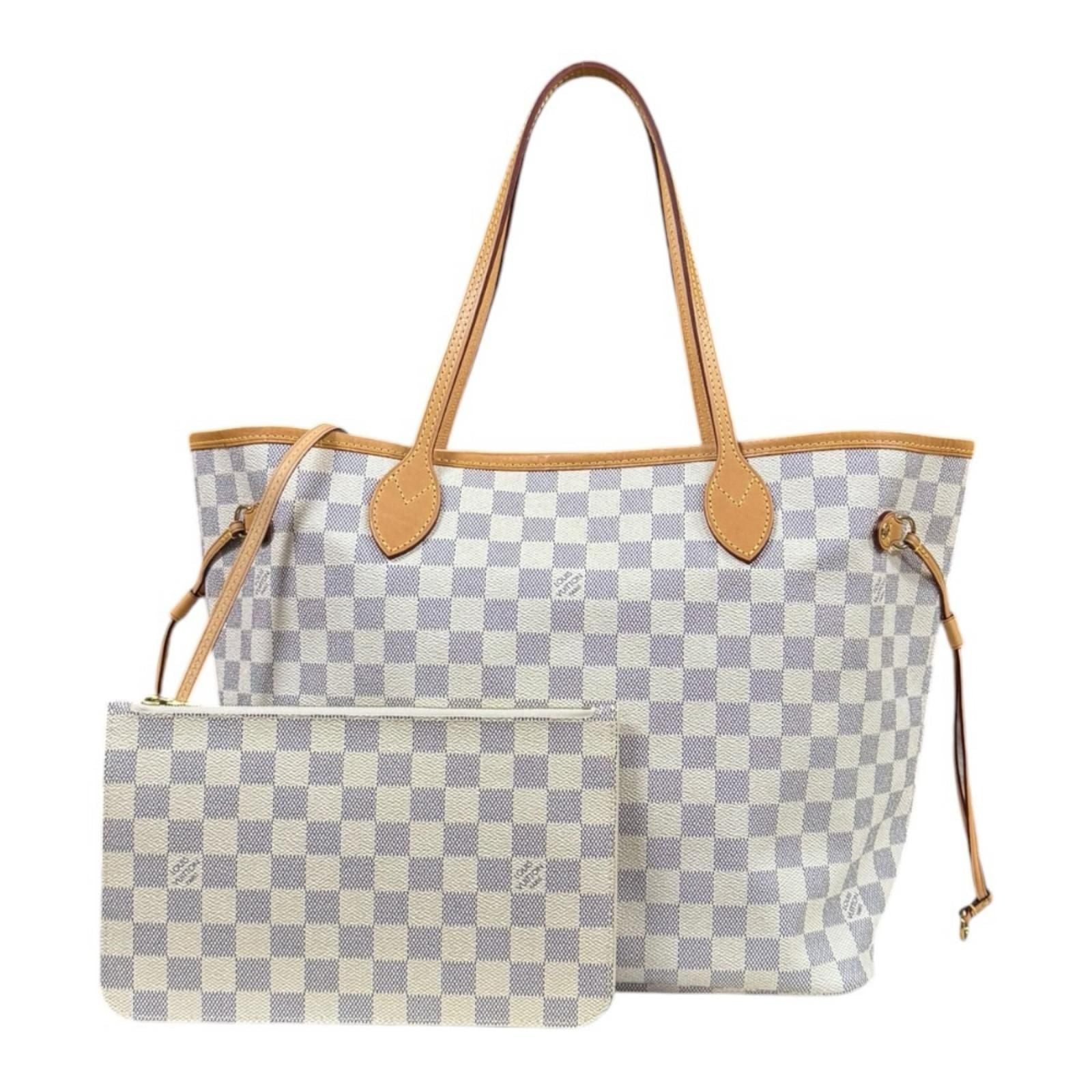 Louis Vuitton Neverfull MM Damier Azur Tote Canvas White
