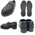 Hermes Cles Man Hitch Cut Detail Moccasins Logo Loafers Thick Sole 385 Black — view 2
