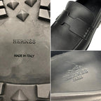 Hermes Cles Man Hitch Cut Detail Moccasins Logo Loafers Thick Sole 385 Black — view 3