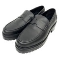 Hermes Cles Man Hitch Cut Detail Moccasins Logo Loafers Thick Sole 385 Black