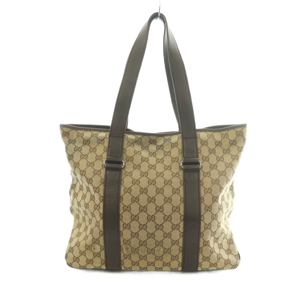 Gucci Tote Canvas Leather GG Pattern Beige Brown — view 2