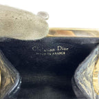 Dior Coin Purse Kiss Lock Canvas Trotter Pattern All Over Logo Plate Beige Black — view 4