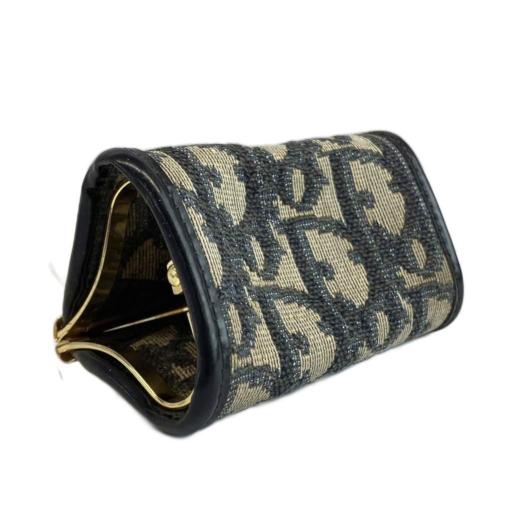 Dior Coin Purse Kiss Lock Canvas Trotter Pattern All Over Logo Plate Beige Black — view 6