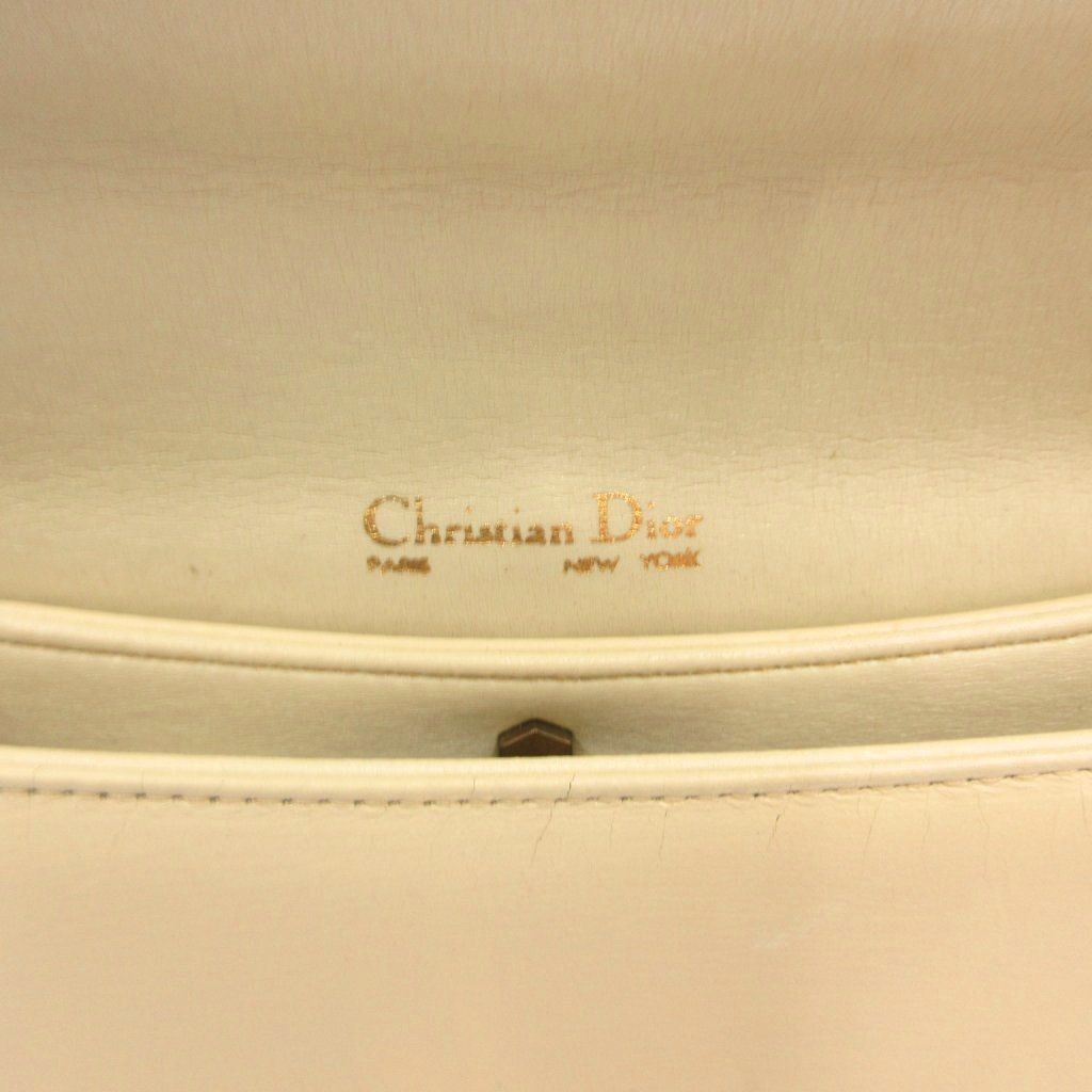 Dior Shoulder Bag Second Leather Logo Open/close Coin Purse Ecru MX — view 9