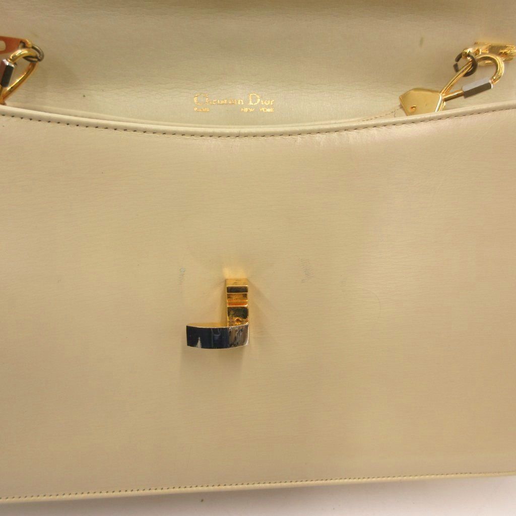 Dior Shoulder Bag Second Leather Logo Open/close Coin Purse Ecru MX — view 7