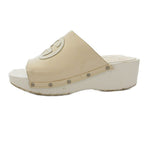 Gucci Sandals Shoes 35 White Wedge Sole Open Toe Logo TQ — view 2