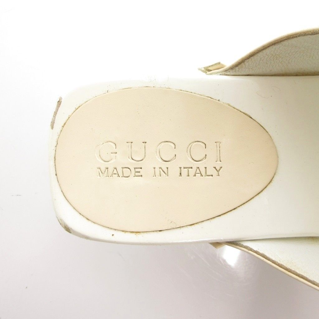 Gucci Sandals Shoes 35 White Wedge Sole Open Toe Logo TQ — view 7