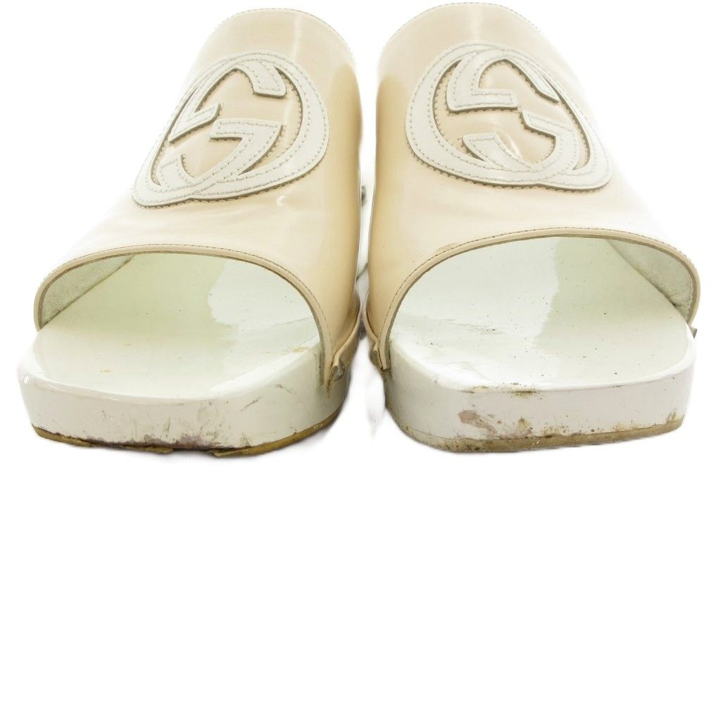Gucci Sandals Shoes 35 White Wedge Sole Open Toe Logo TQ — view 4