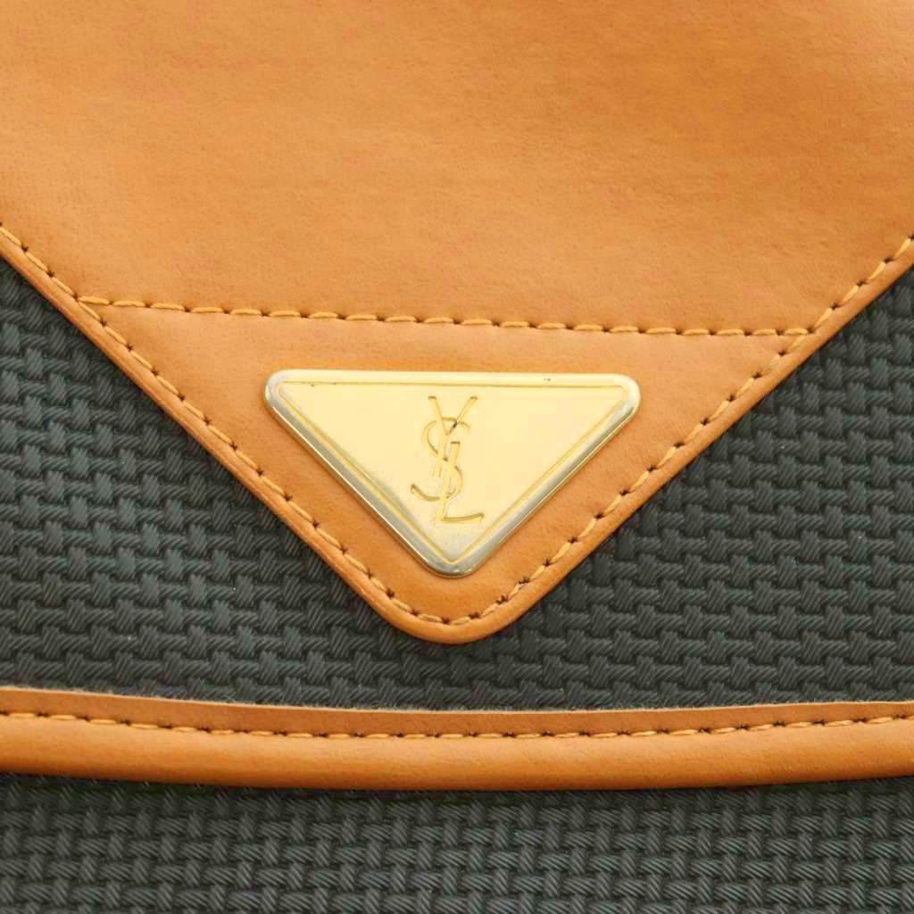 Saint Laurent Vintage Shoulder Bag Flap Leather Crossbody Navy Brown — view 6
