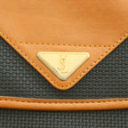 Saint Laurent Vintage Shoulder Bag Flap Leather Crossbody Navy Brown — view 6