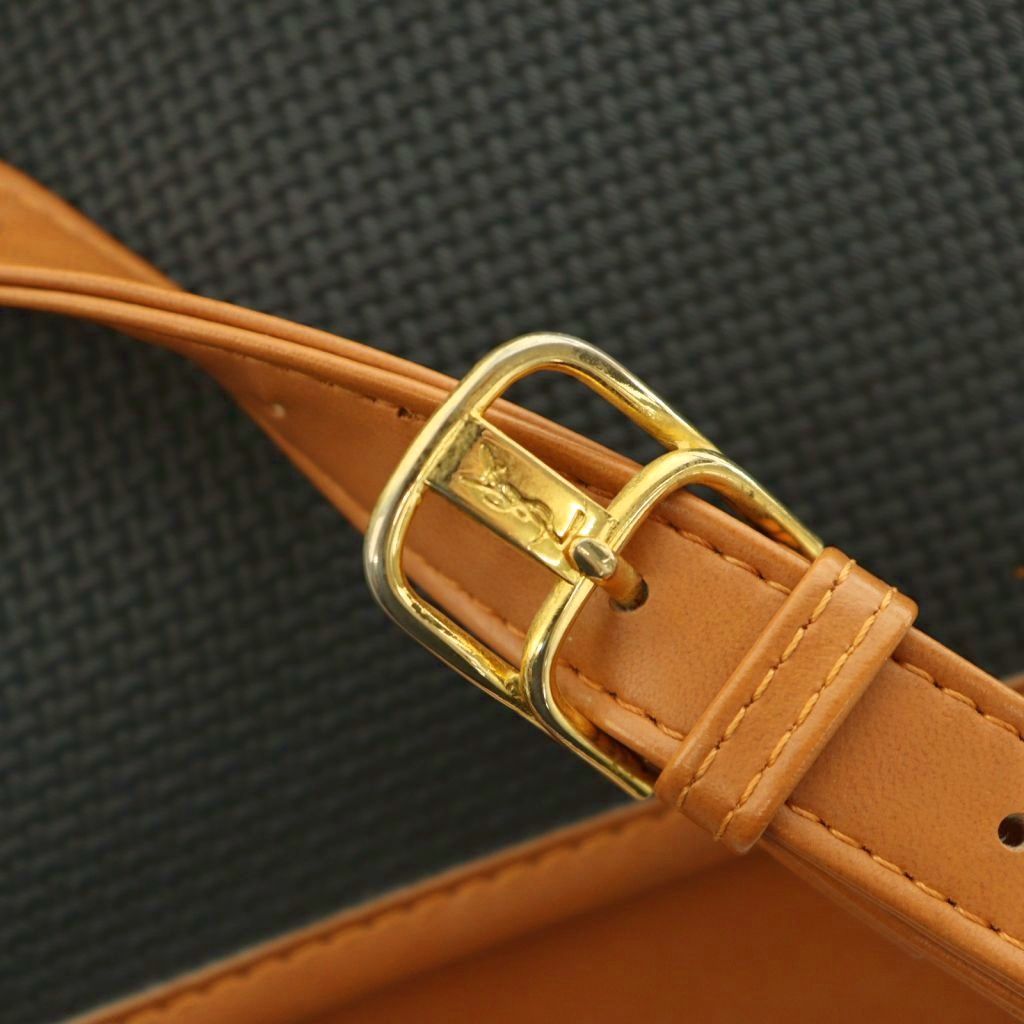 Saint Laurent Vintage Shoulder Bag Flap Leather Crossbody Navy Brown — view 8