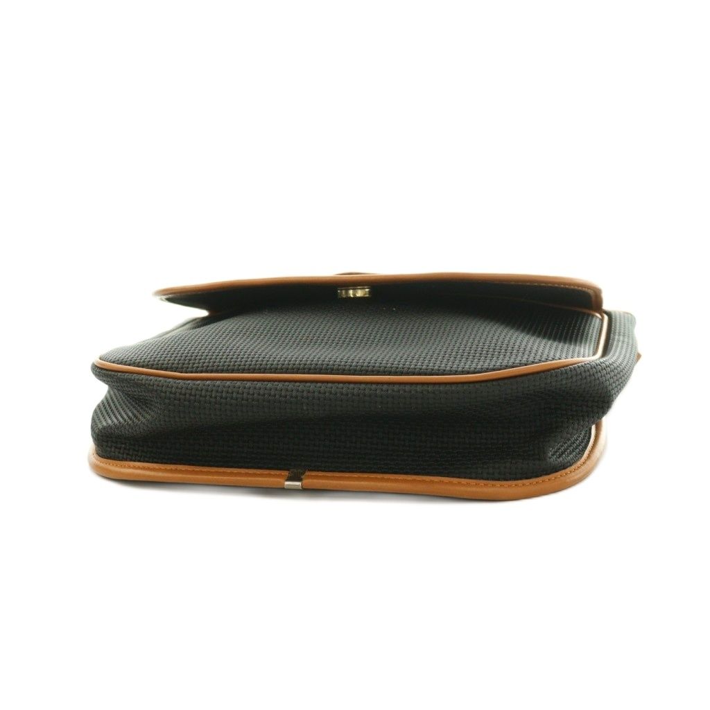 Saint Laurent Vintage Shoulder Bag Flap Leather Crossbody Navy Brown — view 4