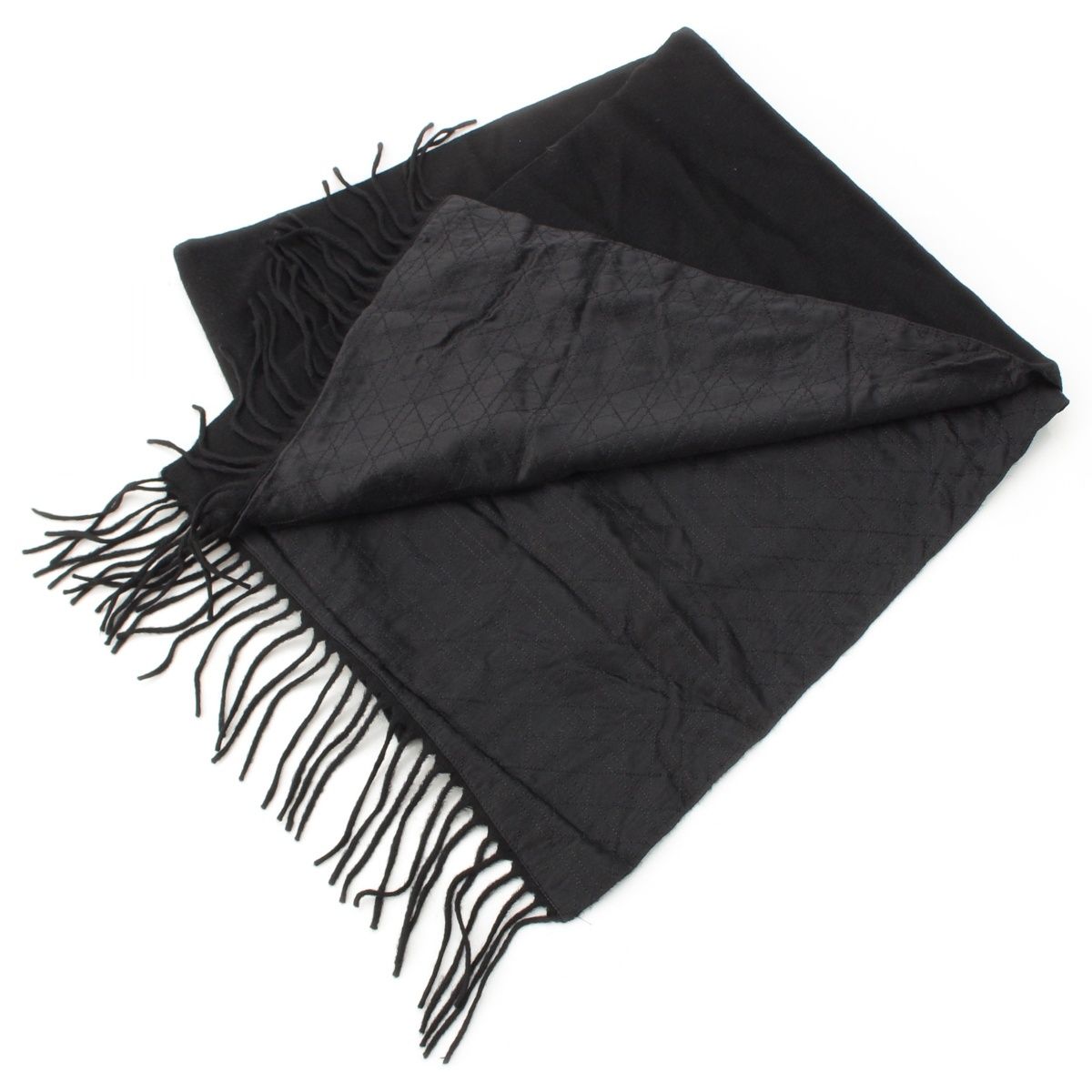 Dior Galliano Era Cashmere Silk Cannage Scarf Shawl Black — view 2
