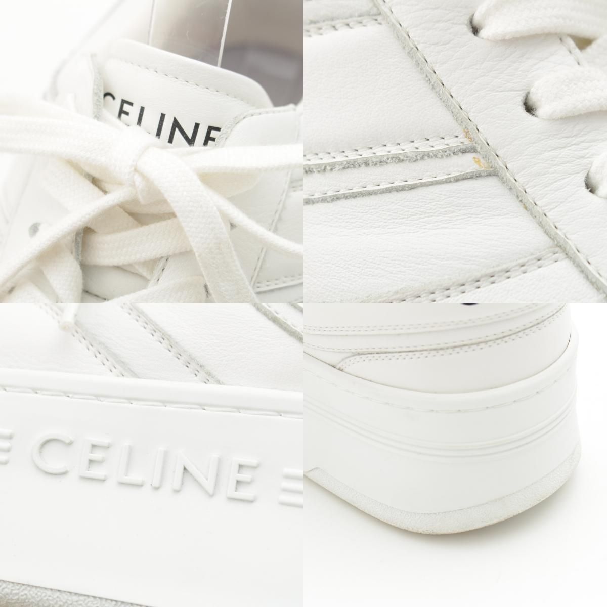 Celine Block Leather Sneakers Platform Shoes White — view 9