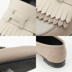 Hermes Royale Leather Fringe Loafers Shoes Beige — view 9
