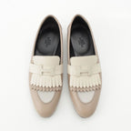 Hermes Royale Leather Fringe Loafers Shoes Beige — view 2
