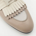 Hermes Royale Leather Fringe Loafers Shoes Beige — view 6