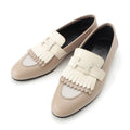 Hermes Royale Leather Fringe Loafers Shoes Beige