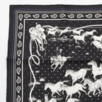 Hermes Carre 55 les Mustangs Bandana Wild Horse Silk Scarf Black — view 2