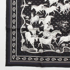 Hermes Carre 55 les Mustangs Bandana Wild Horse Silk Scarf Black — view 4