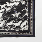 Hermes Carre 55 les Mustangs Bandana Wild Horse Silk Scarf Black — view 5