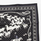 Hermes Carre 55 les Mustangs Bandana Wild Horse Silk Scarf Black — view 3