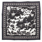 Hermes Carre 55 les Mustangs Bandana Wild Horse Silk Scarf Black