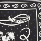 Hermes Carre 55 les Mustangs Bandana Wild Horse Silk Scarf Black — view 8