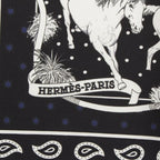 Hermes Carre 55 les Mustangs Bandana Wild Horse Silk Scarf Black — view 7