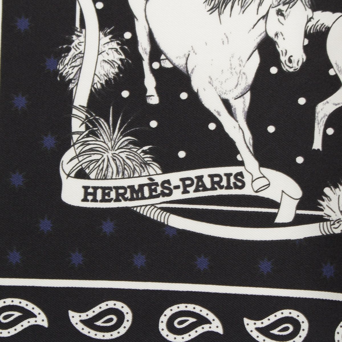 Hermes Carre 55 les Mustangs Bandana Wild Horse Silk Scarf Black — view 7