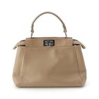 Fendi Peekaboo Mini Leather Shoulder Bag 2-Way Hand Beige