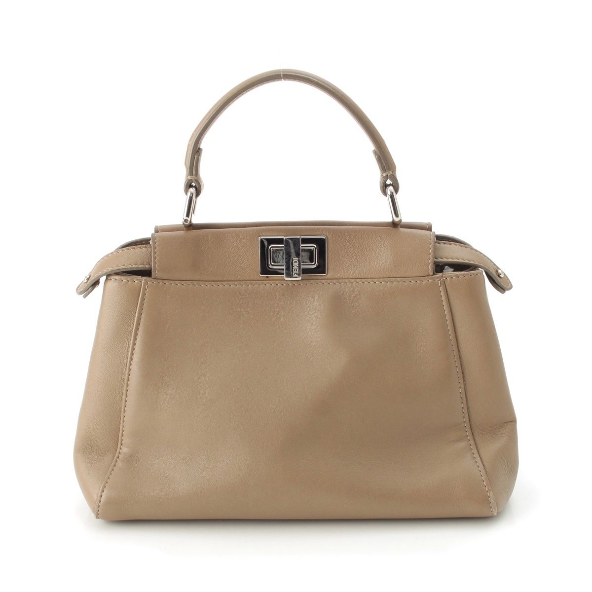 Fendi Peekaboo Mini Leather Shoulder Bag 2-Way Hand Beige