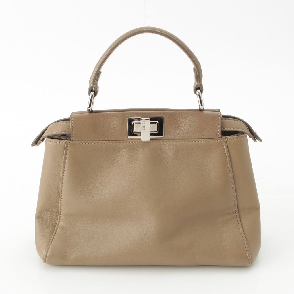 Fendi Peekaboo Mini Leather Shoulder Bag 2-Way Hand Beige — view 4