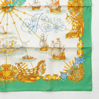 Hermes Carre 90 Silk Voiles de Lumiere Sailing Ship of Light Scarf Green — view 5