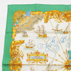Hermes Carre 90 Silk Voiles de Lumiere Sailing Ship of Light Scarf Green — view 2